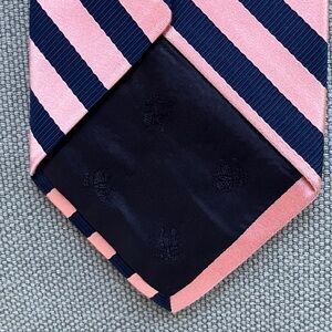 Brooks Brothers Pink Navy Stripe Cotton Silk Tie Wide 3.75 Classic Prep